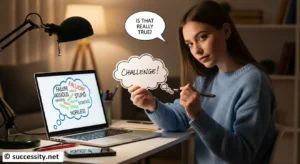 Illustration of a person practicing positive thinking techniques to build a resilient mindset