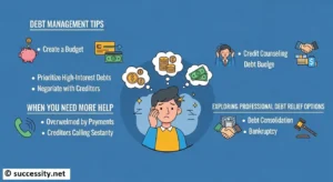 Reviewing professional debt relief options and credit counseling paperwork to effectively manage complex finances