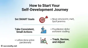 A visual roadmap displaying the 5-step blueprint for a successful self-development journey