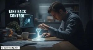 Professional woman setting boundaries to take back control while still working a job she hates