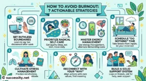 7 actionable strategies on how to avoid burnout, prioritize self-care, and maintain peak productivity